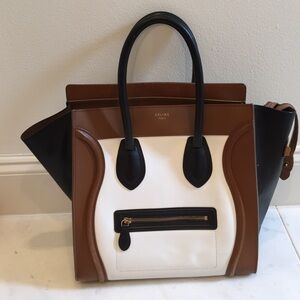 Celine Tricolor Tote - Black, White, Brown